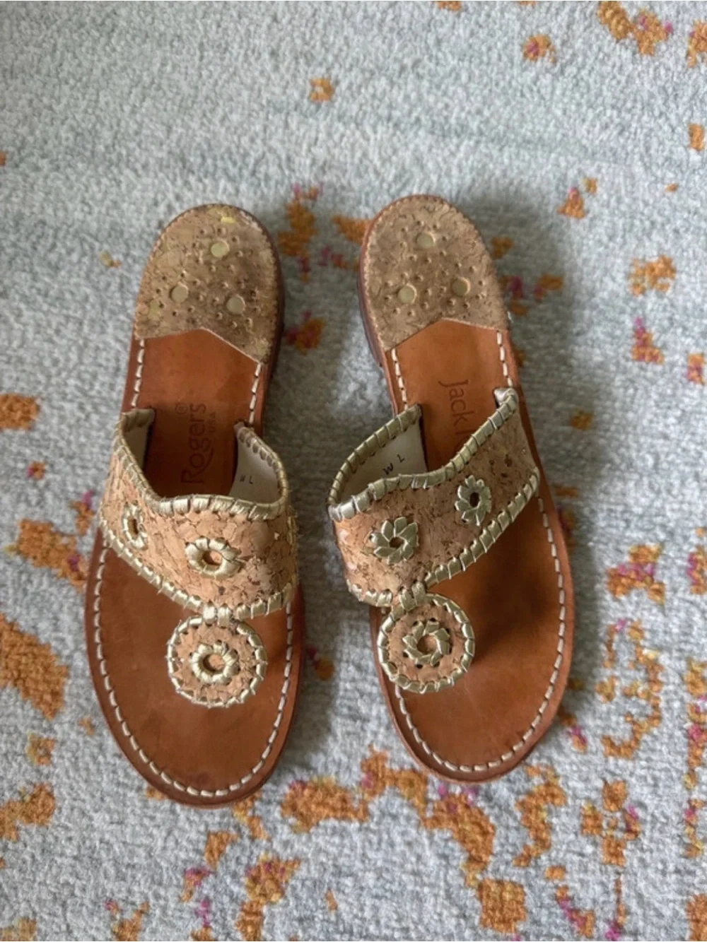 Jack Rogers Cork & Gold Sandals